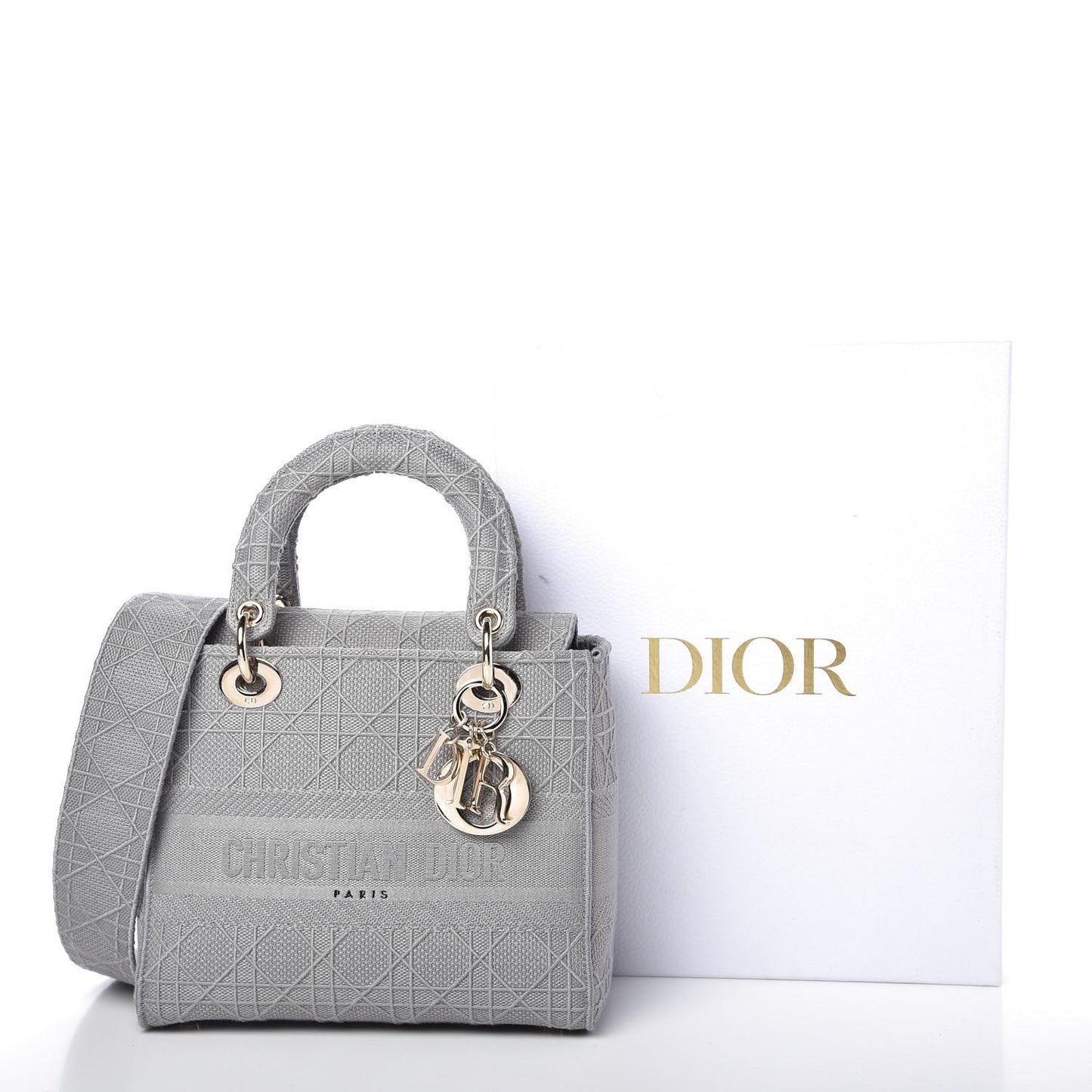 Canvas Embroidered Cannage Medium Lady D-Lite Gray