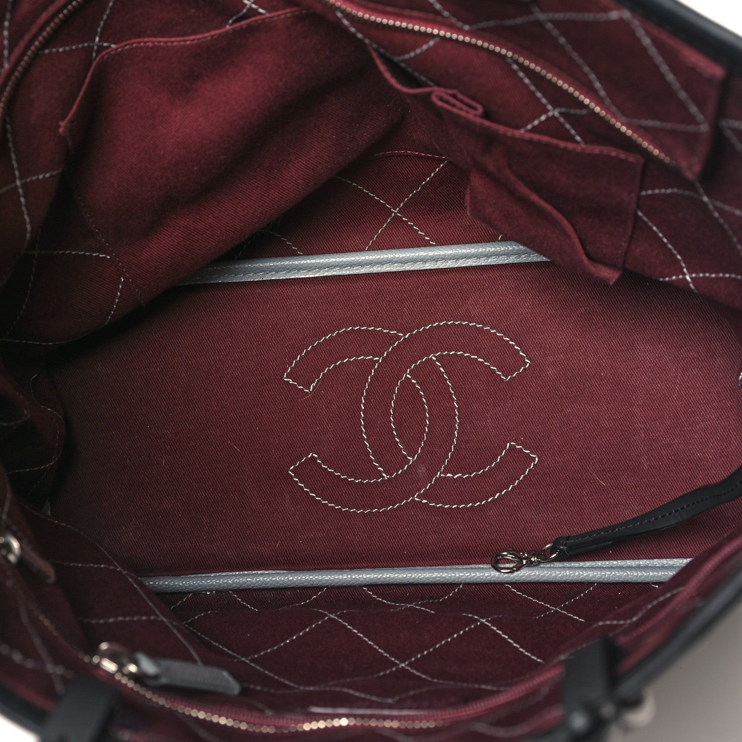Chanel Grained Calfskin Shopping Fever Tote Grey Black 6 of 15