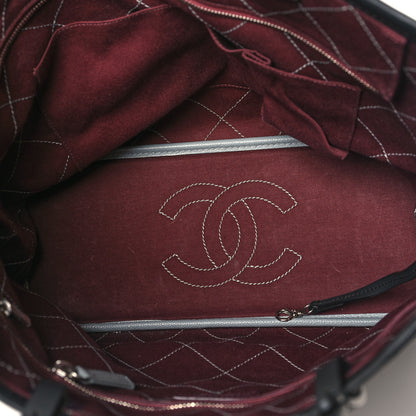 Chanel Grained Calfskin Shopping Fever Tote Grey Black 6 of 15