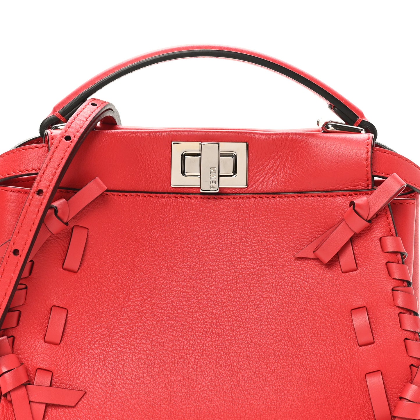 Vitello Seta Century Nappa Whipstitch Mini Peekaboo Iconic Satchel Fiamma