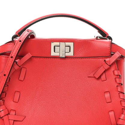 Fendi Vitello Seta Century Nappa Whipstitch Mini Peekaboo Iconic Satchel Fiamma 7 of 9