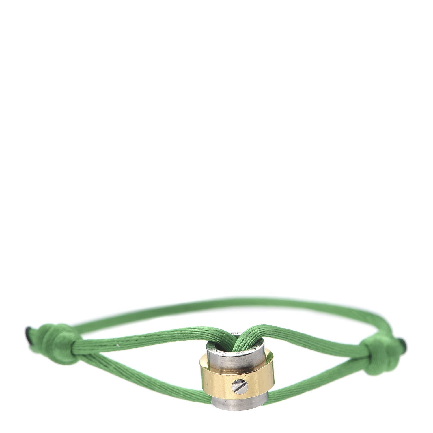 Cartier 18K Yellow Gold Stainless Steel Santos Adjustable Cord Bracelet Green 1 of 5