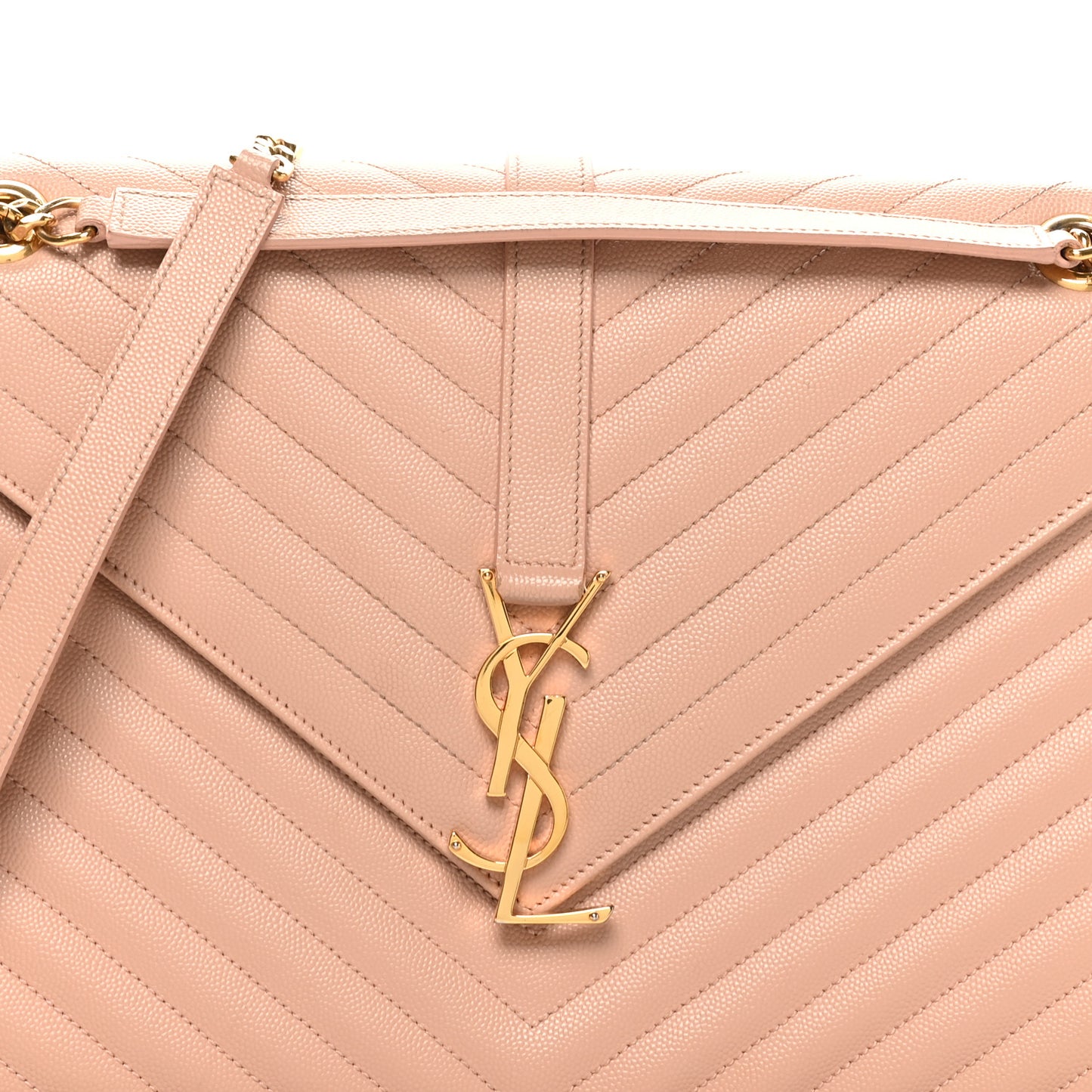Grain De Poudre Matelasse Chevron Large Monogram Satchel Pale Pink