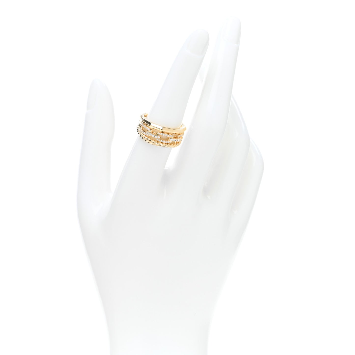 18K Yellow Gold Diamond 9.5mm Stax Three-Row Ring 54 7