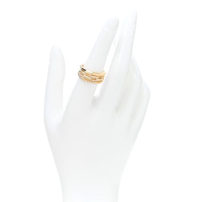 David Yurman 18K Yellow Gold Diamond 9.5mm Stax Three-Row Ring 54 7 2 of 5
