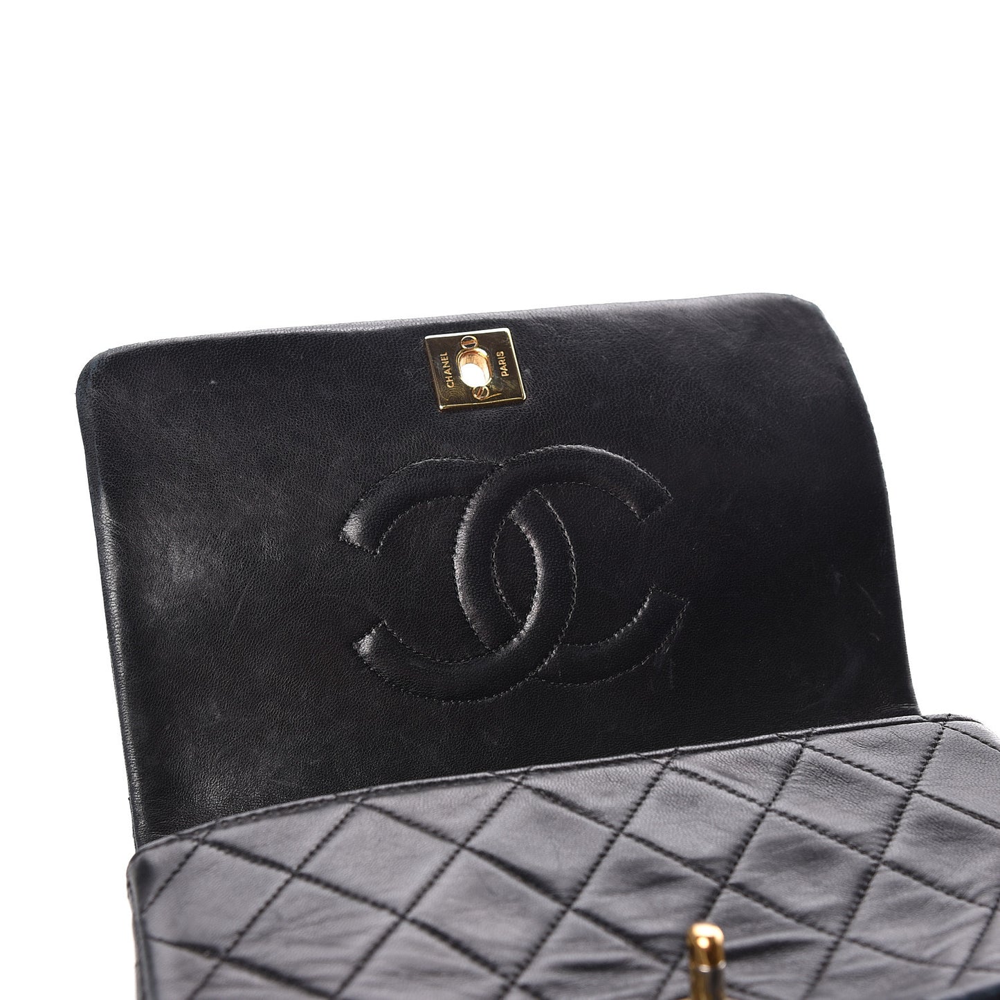 Lambskin Quilted Small Single Flap Bag Black