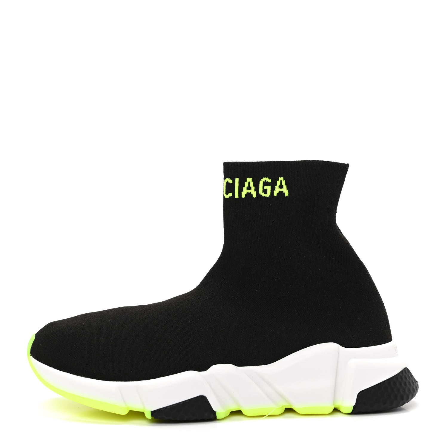 Balenciaga Neoprene Knit Womens Hi Speed Sneakers 37 Black Yellow Fluo 1 of 7
