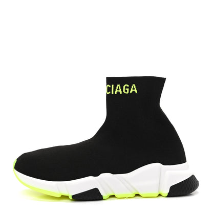 Balenciaga Neoprene Knit Womens Hi Speed Sneakers 37 Black Yellow Fluo 1 of 7