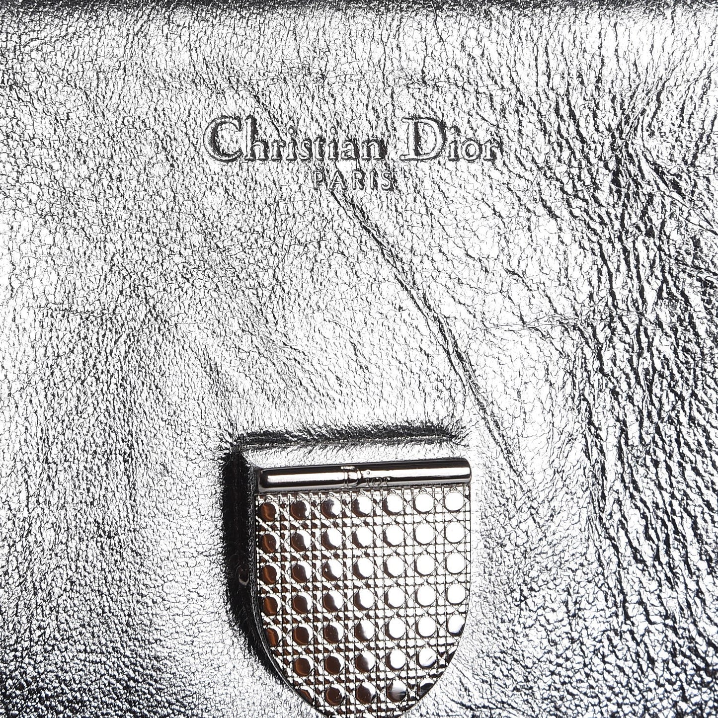 Metallic Calfskin Large Diorever Flap Silver
