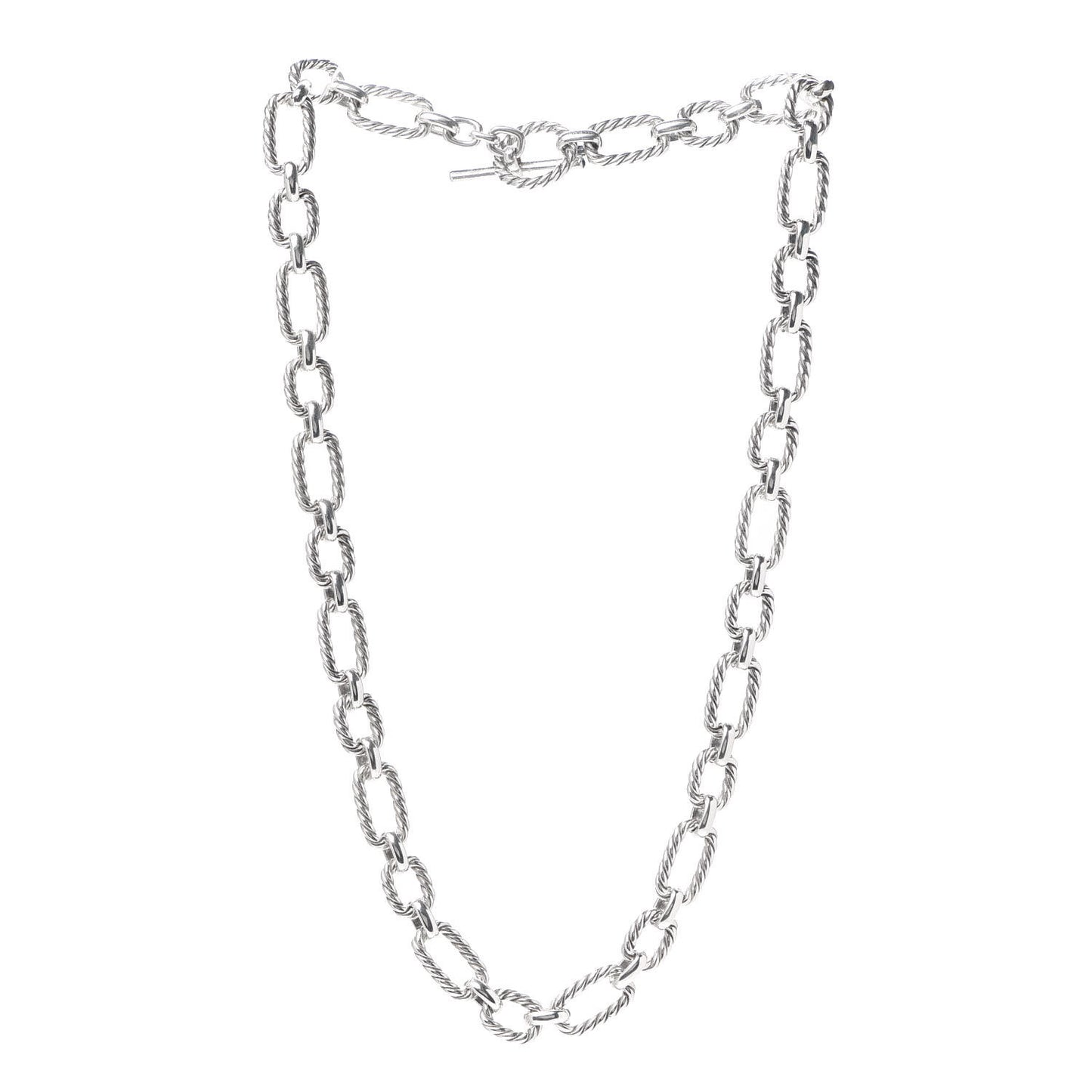 Sterling Silver Blue Sapphire 9.5mm Cushion Link Chain Necklace