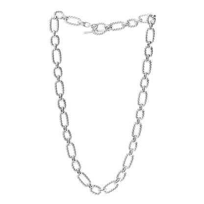David Yurman Sterling Silver Blue Sapphire 9.5mm Cushion Link Chain Necklace 3 of 5
