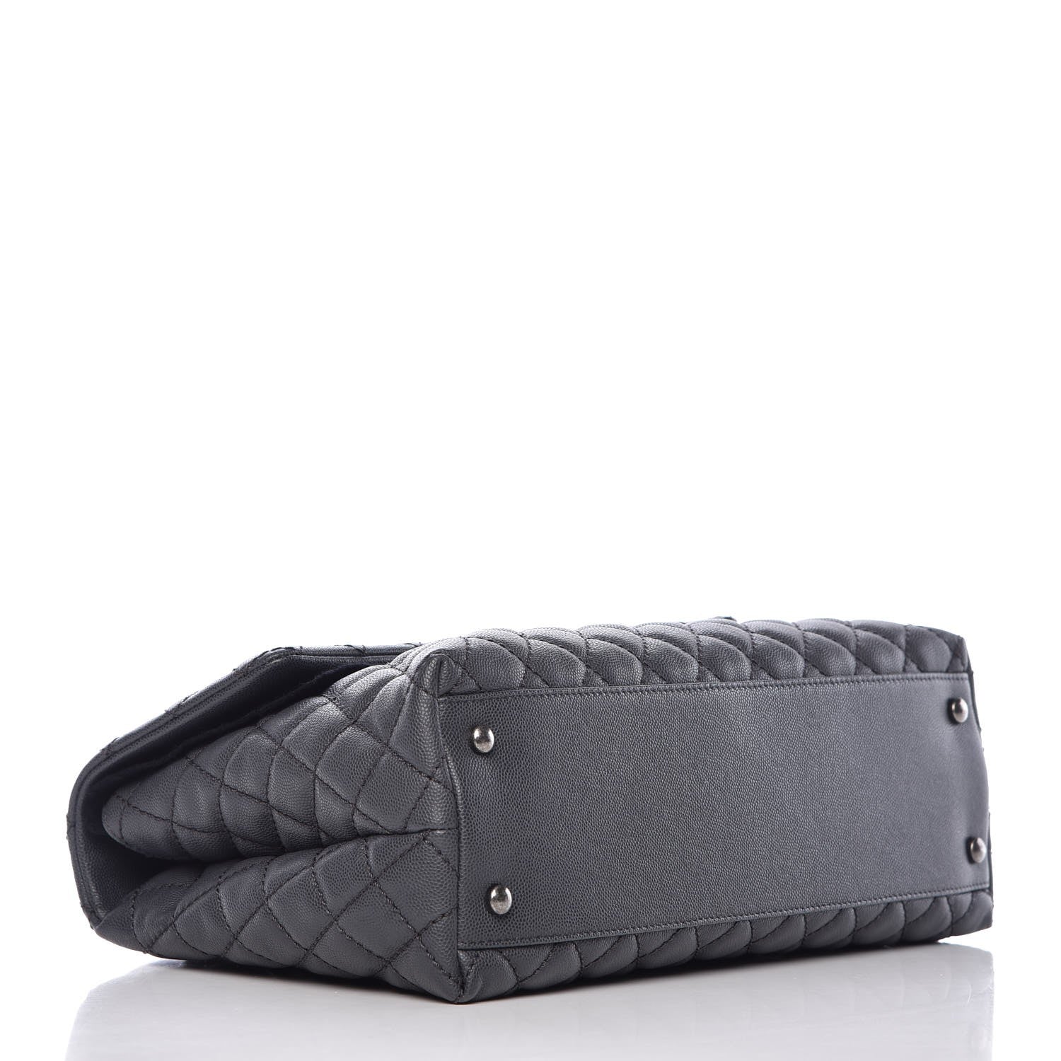 Chanel Caviar Lizard Quilted Medium Coco Handle Flap Grey 4 of 9