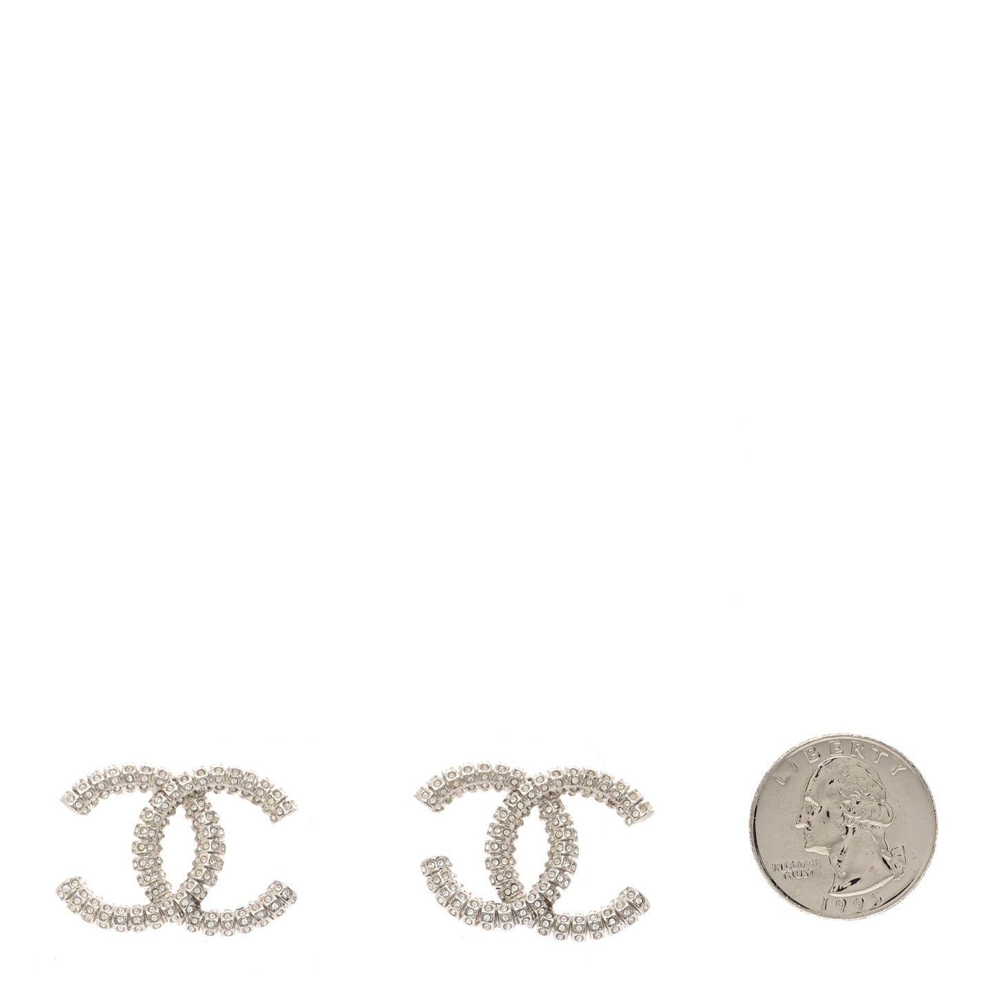 Crystal Large CC Earrings Silver
