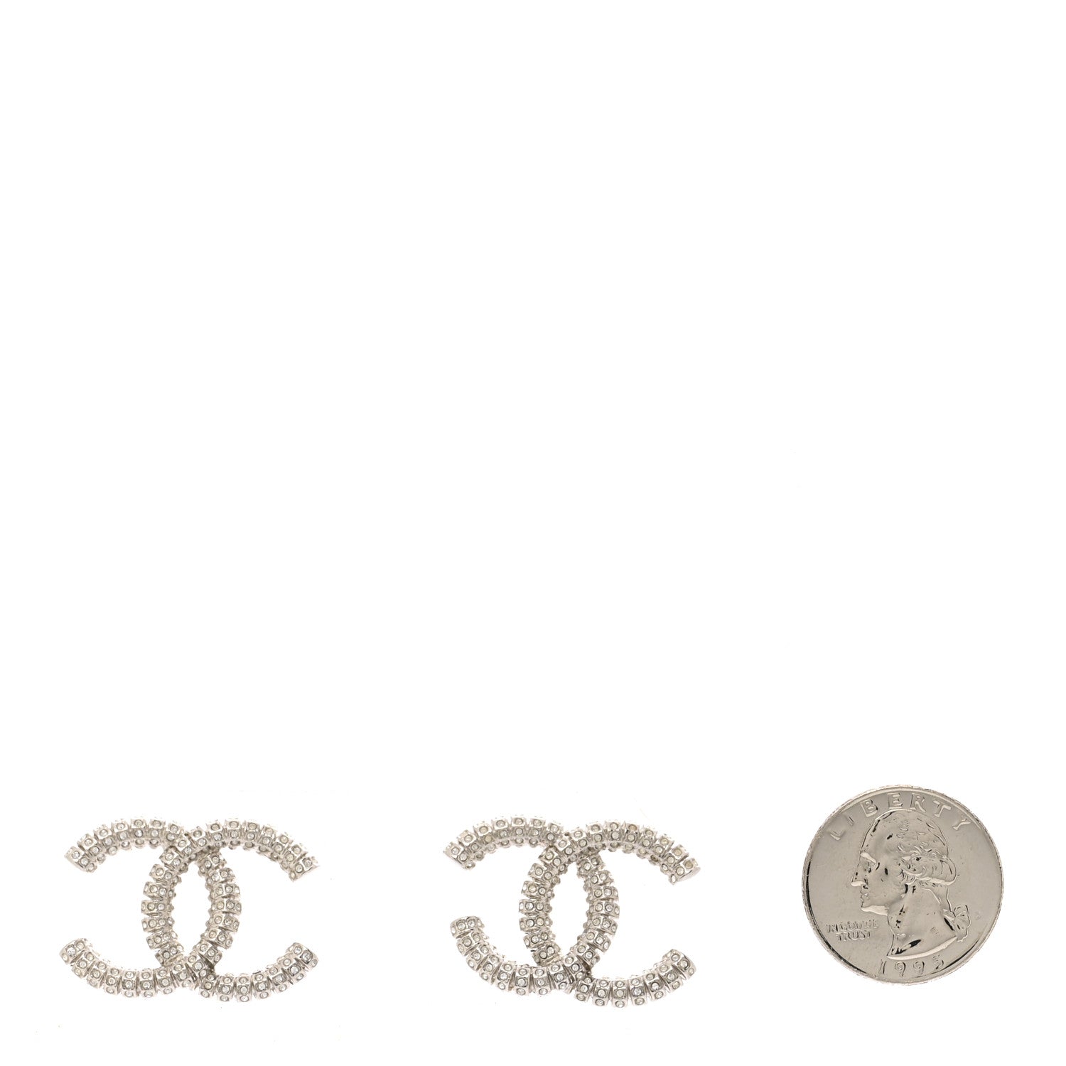 Chanel Crystal Large CC Earrings Silver 2 of 5