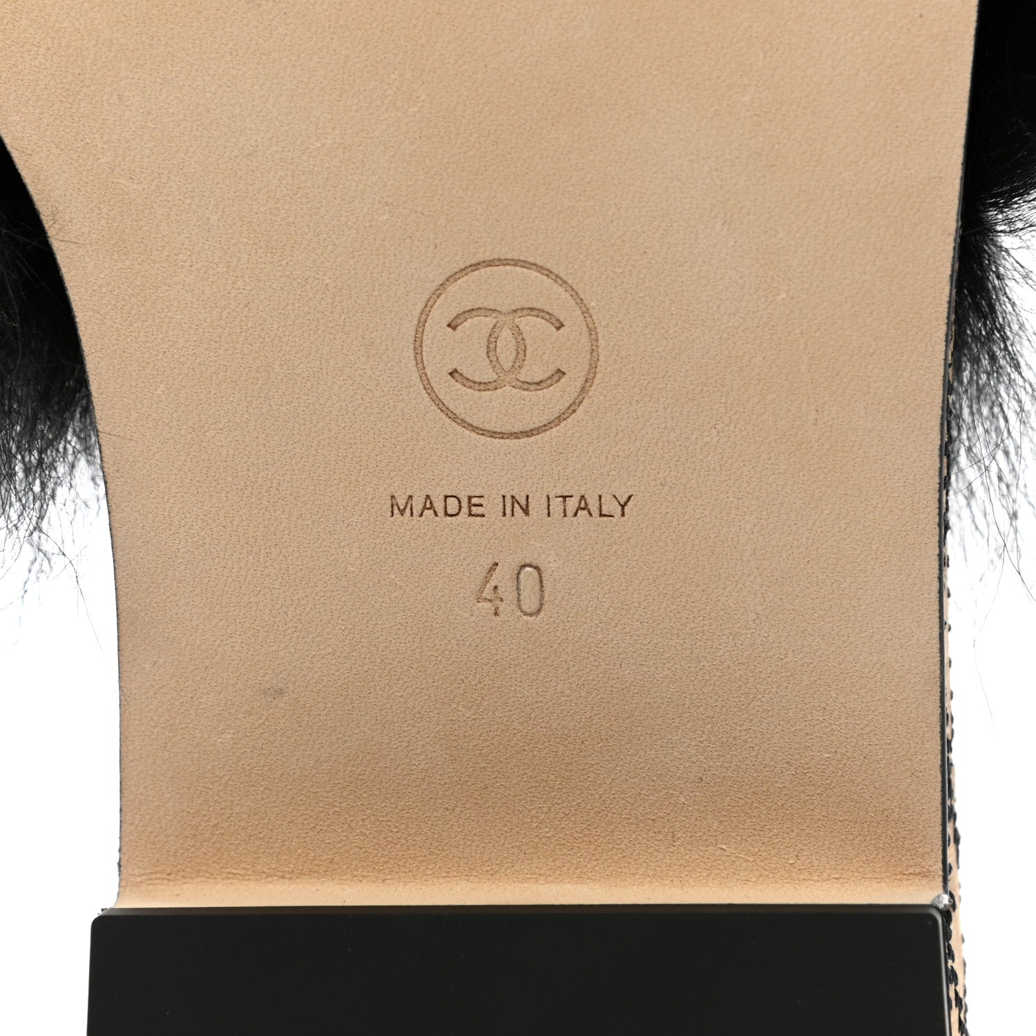 Chanel Shearling Lambskin CC Mules 40 Black White 6 of 8