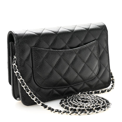 Chanel Caviar Quilted CC Turnlock Wallet On Chain WOC Black 3 of 12