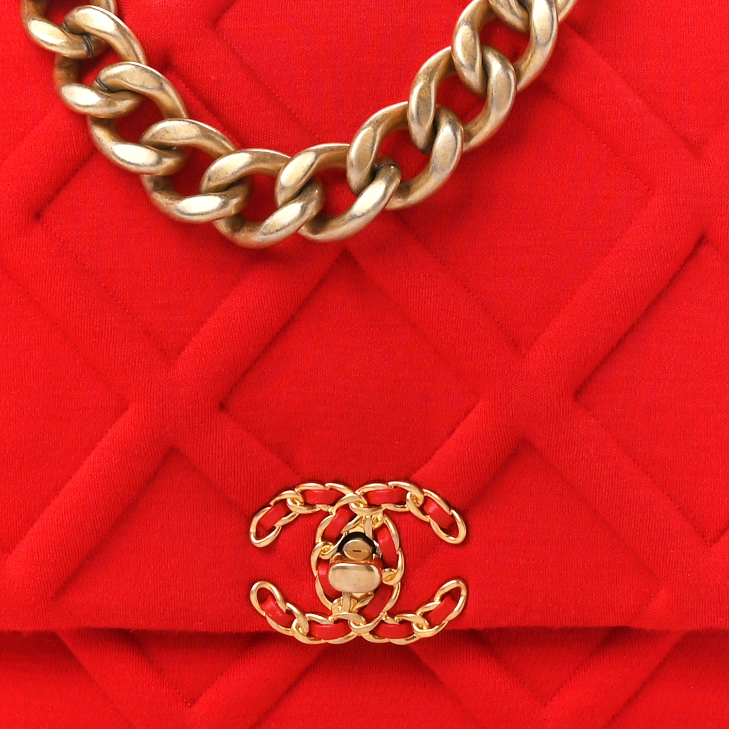 Chanel Jersey Lambskin Quilted Maxi Chanel 19 Flap Red 8 of 10