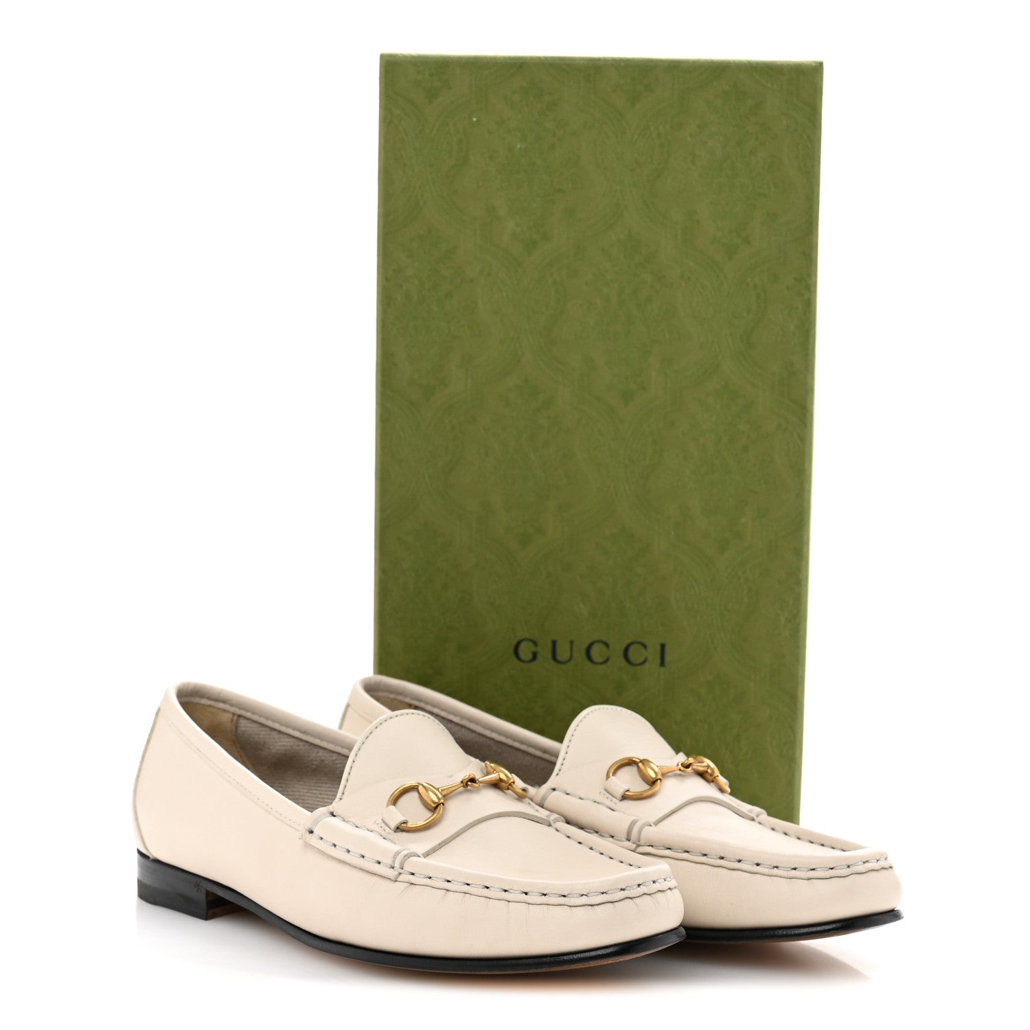 Gucci Betis Glamour Calfskin Womens 1953 Horsebit Loafers 37 Mystic White 11 of 11