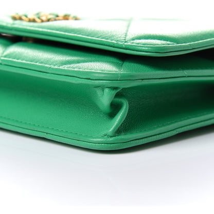 Chanel Shiny Lambskin Quilted Chanel 19 Wallet On Chain WOC Green 9 of 10
