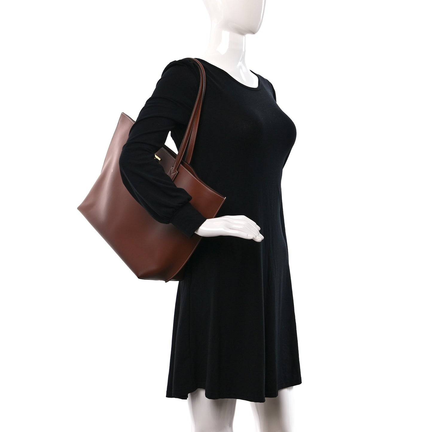 Calfskin Monogram Motif TB Medium Soft Tote Brown