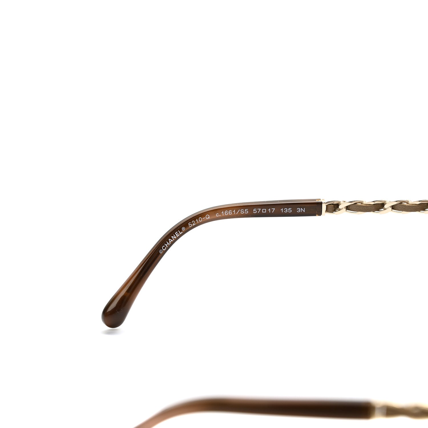 Chanel Acetate Metal Lambskin Chain Square Sunglasses 5210-Q Brown 6 of 8