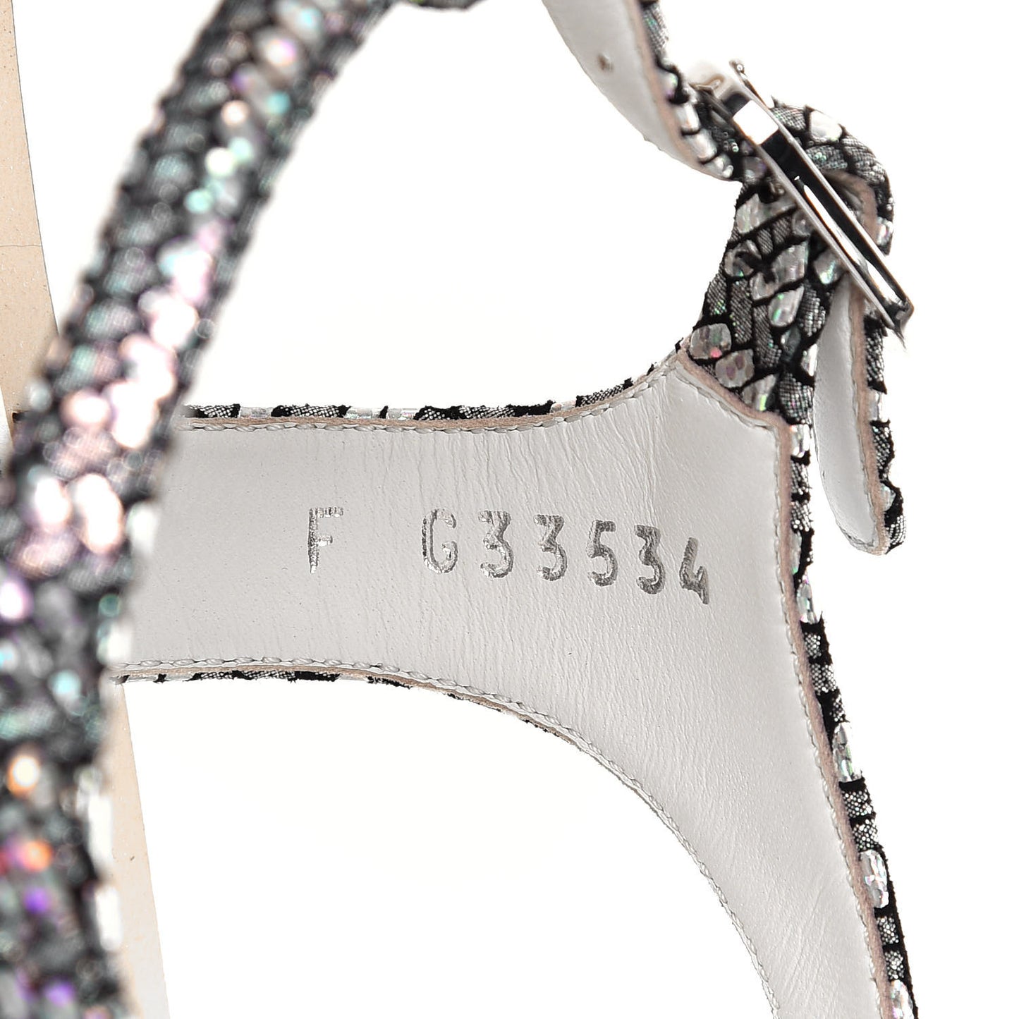 Goatskin Velvet Fantasy CC Chain Thong Sandals 38.5 Silver Ivory