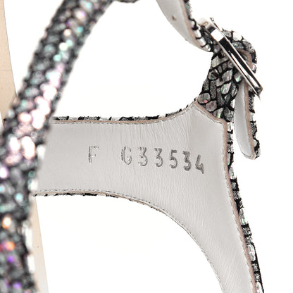 Chanel Goatskin Velvet Fantasy CC Chain Thong Sandals 38.5 Silver Ivory 8 of 9