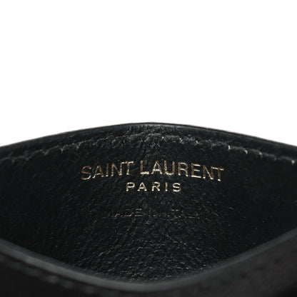 Saint Laurent Grain De Poudre Matelasse Chevron Monogram Credit Card Case Black 11 of 21