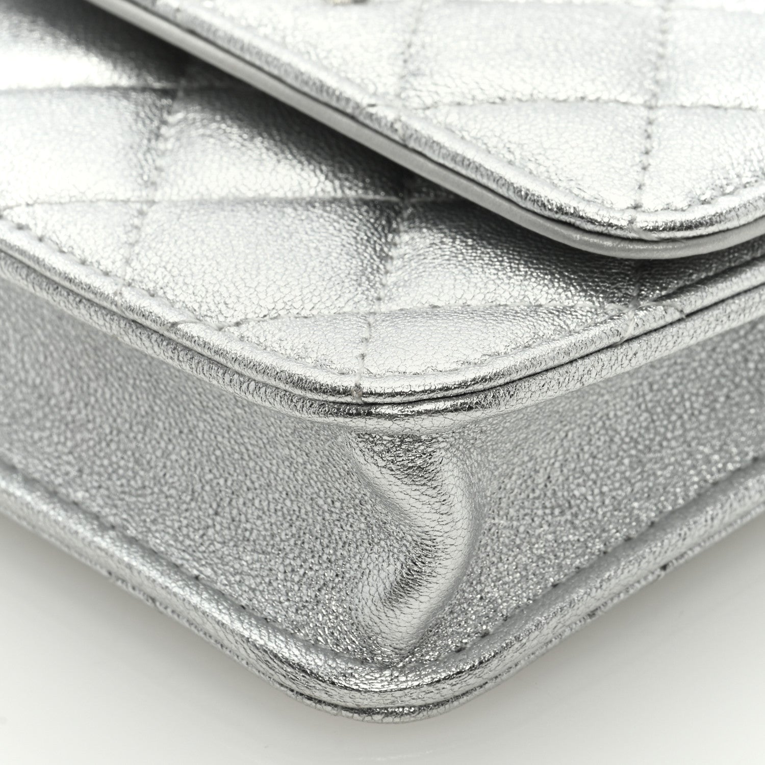 Chanel Metallic Goatskin Quilted Star Flap Waist Belt Bag Silver 9 of 9
