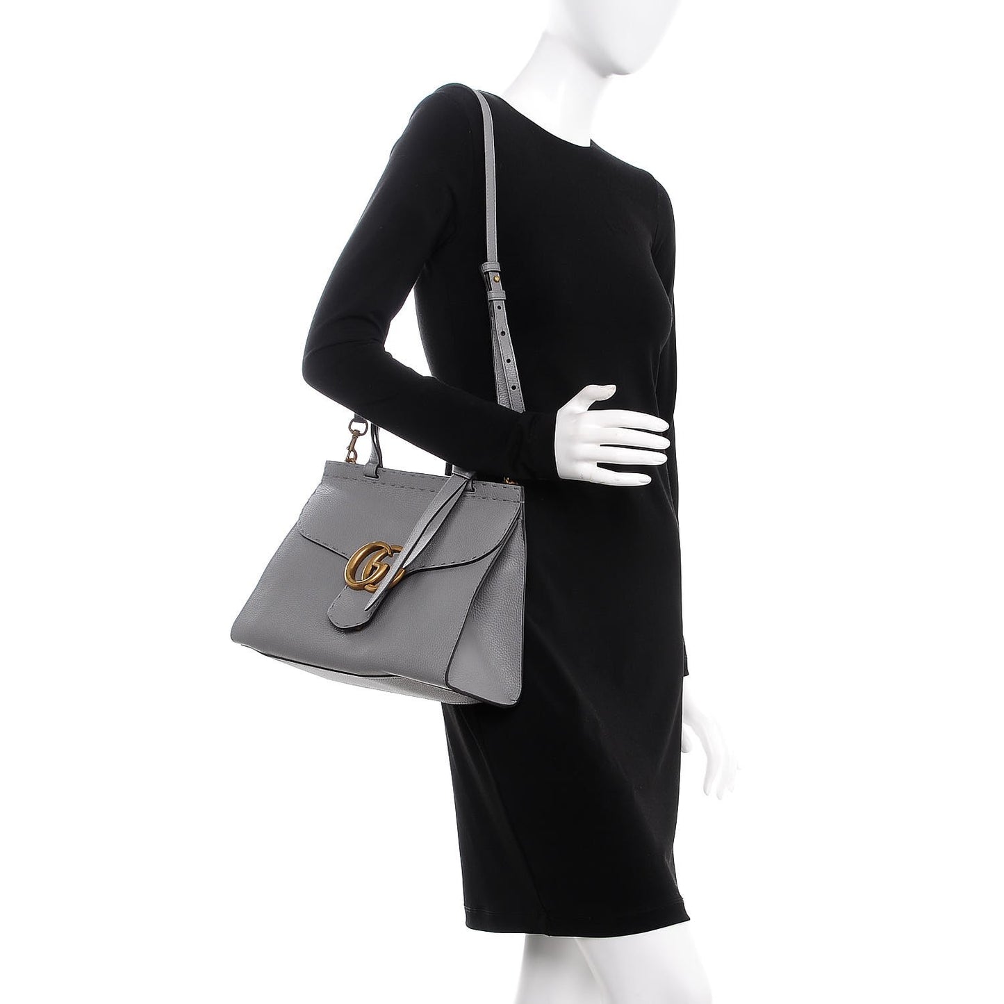 Cellarius Calfskin Small GG Marmont Top Handle Bag Deep Grey