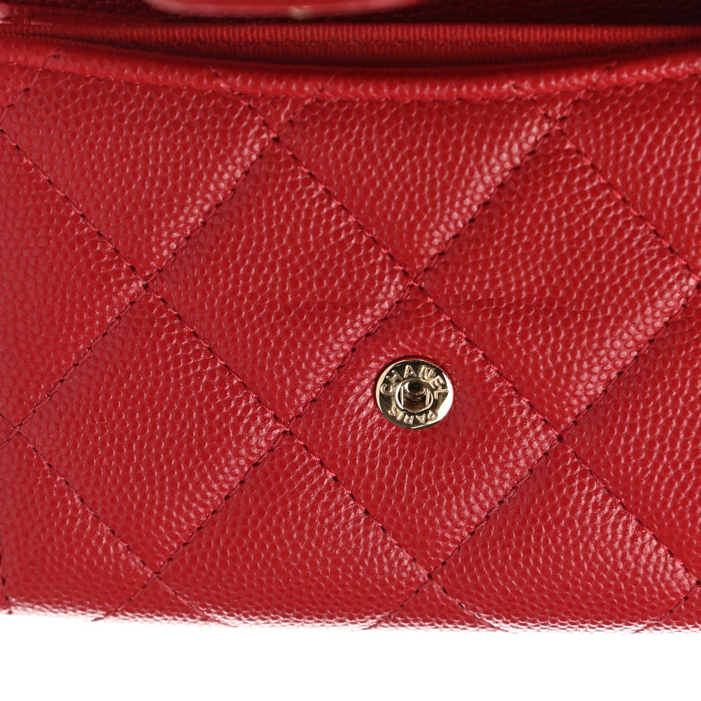 Caviar Quilted Flap Card Holder Wallet Red