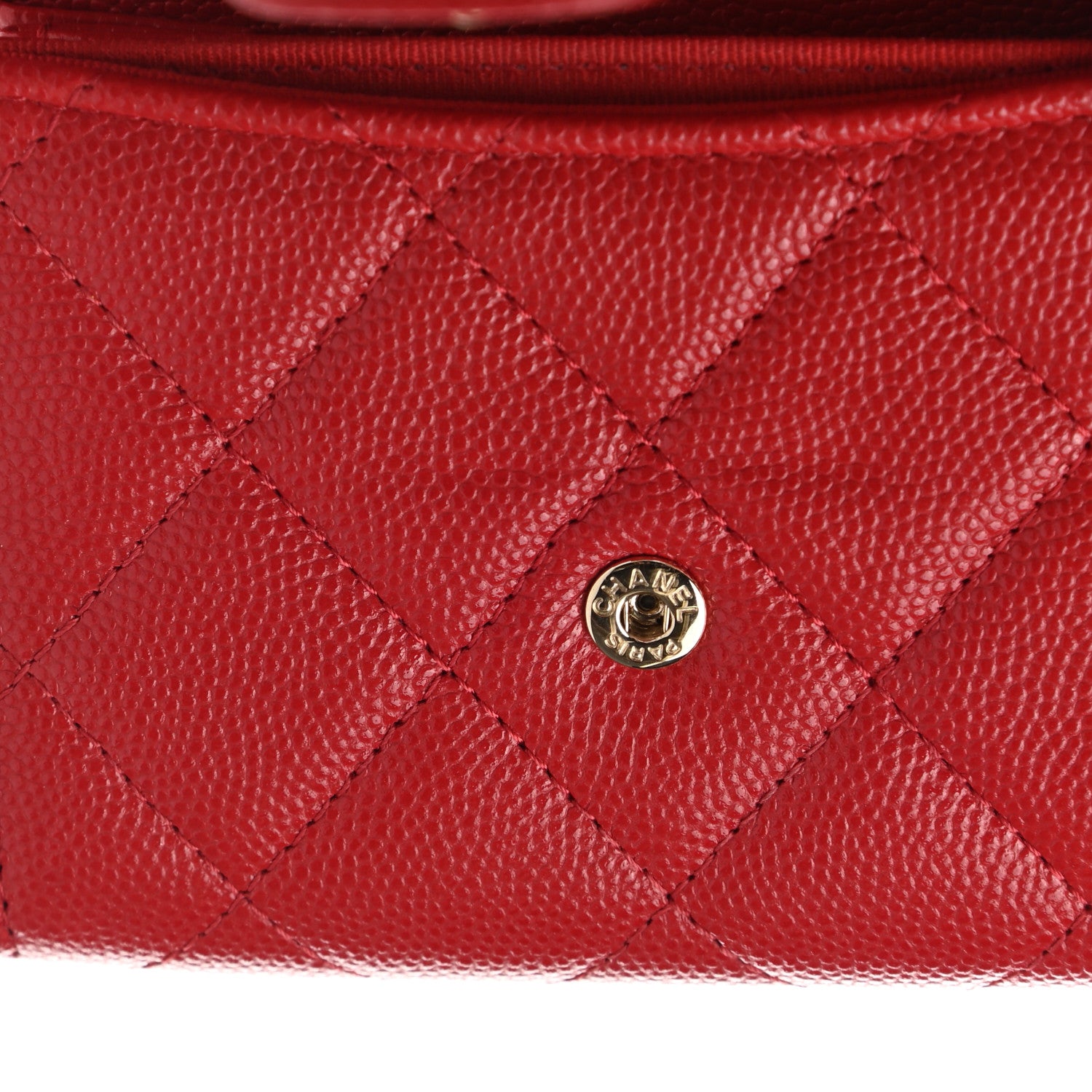 Chanel Caviar Quilted Flap Card Holder Wallet Red 9 of 10