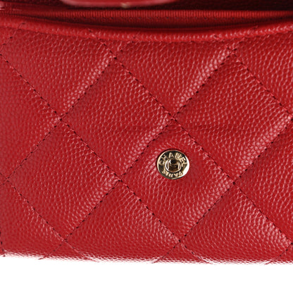 Chanel Caviar Quilted Flap Card Holder Wallet Red 9 of 10