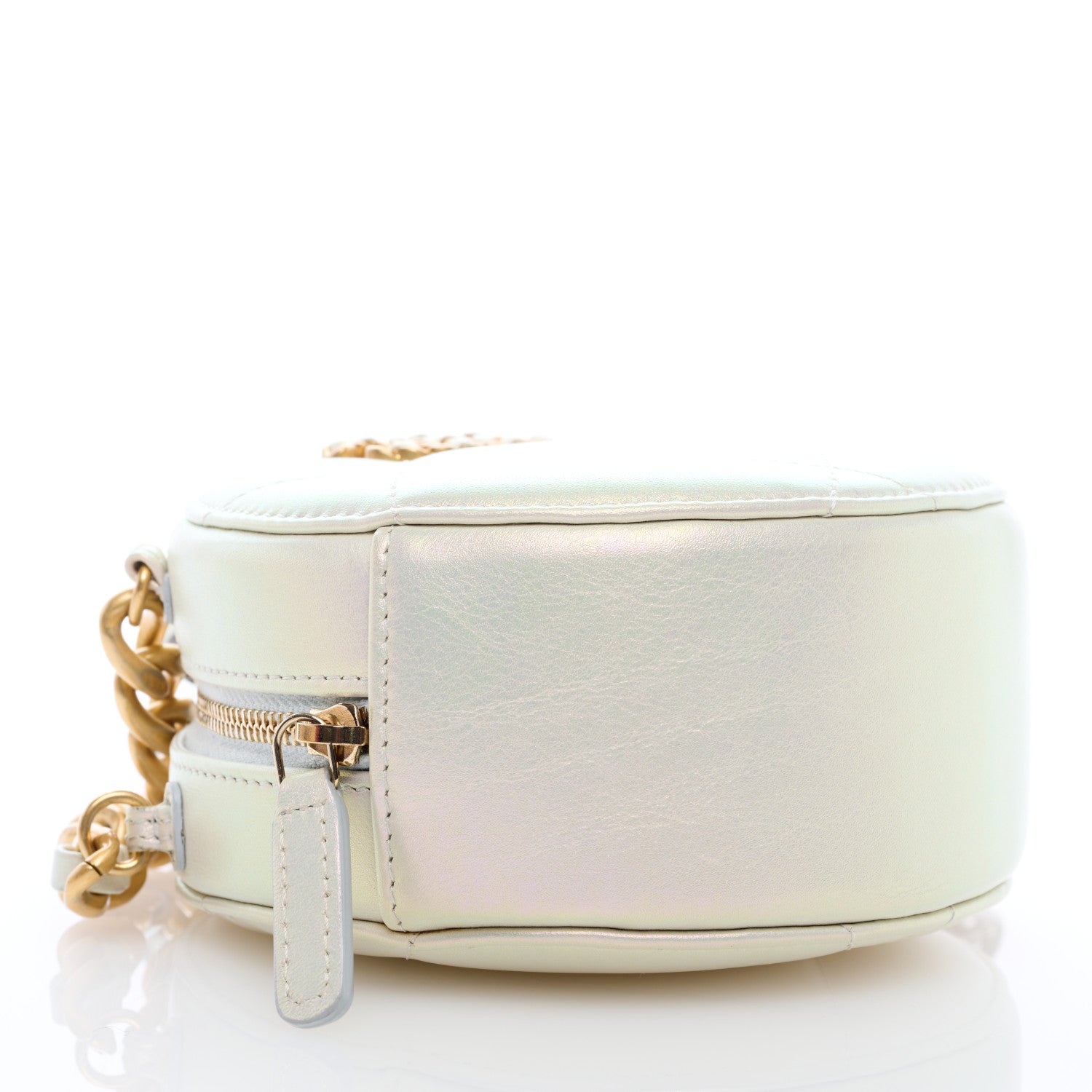 Chanel Iridescent Lambskin Quilted Chanel 19 Round Clutch With Chain Ivory 4 of 7