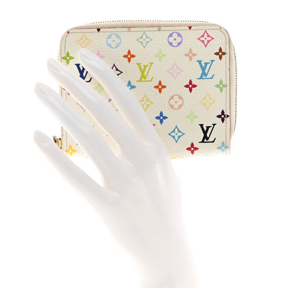 Louis Vuitton Monogram Multicolor Zippy Coin Purse Wallet White Litchi 2 of 10
