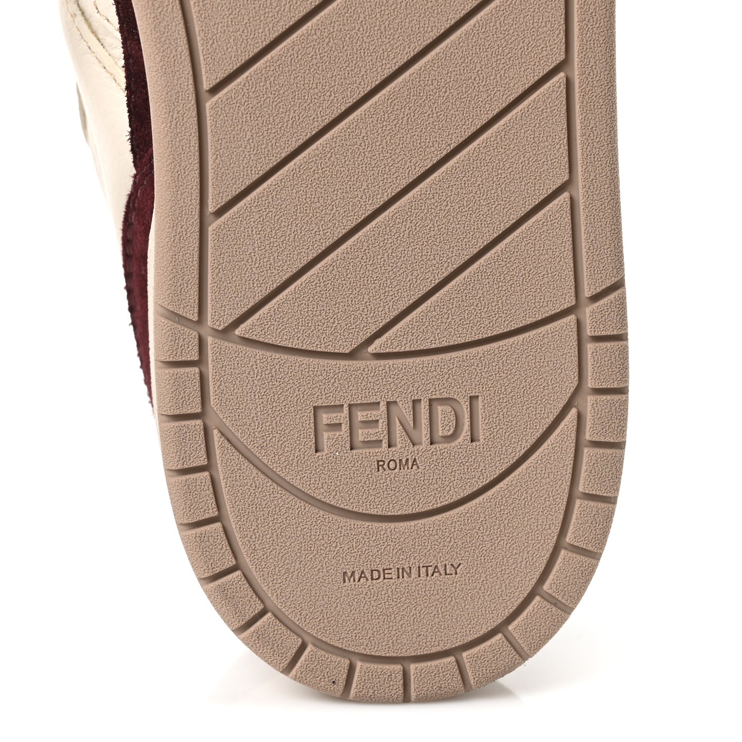 Grained Calfskin Mens Fendi Match Low Top Sneakers 7 White Burgundy Amber