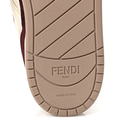 Fendi Grained Calfskin Mens Fendi Match Low Top Sneakers 7 White Burgundy Amber 7 of 8