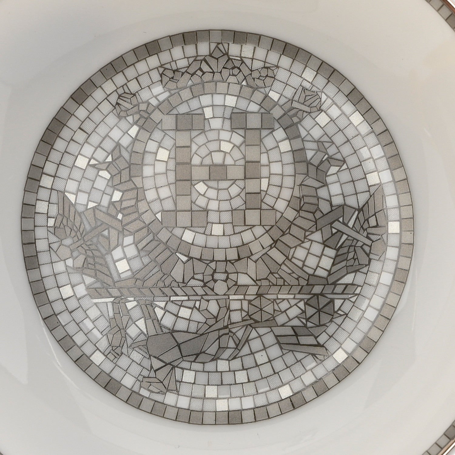 Hermes Porcelain Mosaique Au 24 Platine Soy Dish Set of 2 Platinum 11 of 18