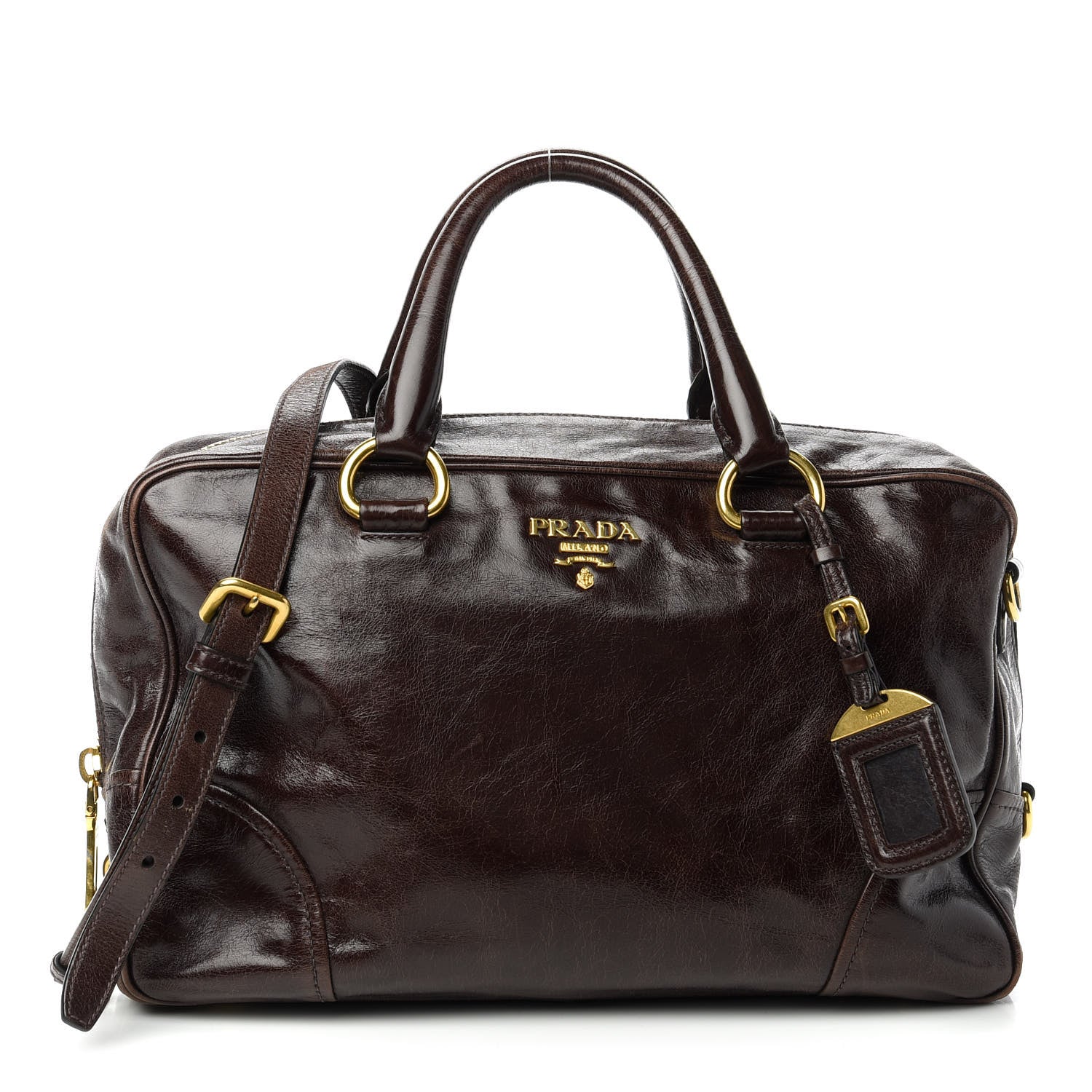 Prada Vitello Shine Bauletto Bruciato 1 of 9