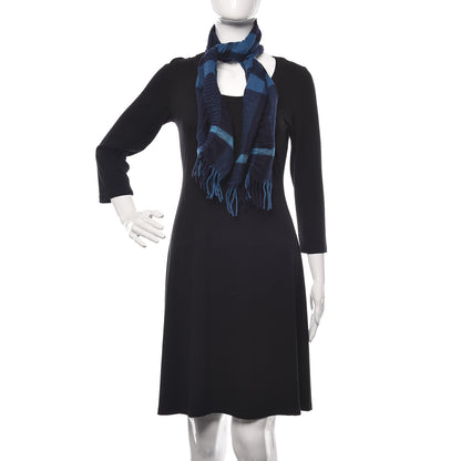 Burberry Cashmere Check Ruched Fringe Scarf Blue 2 of 4