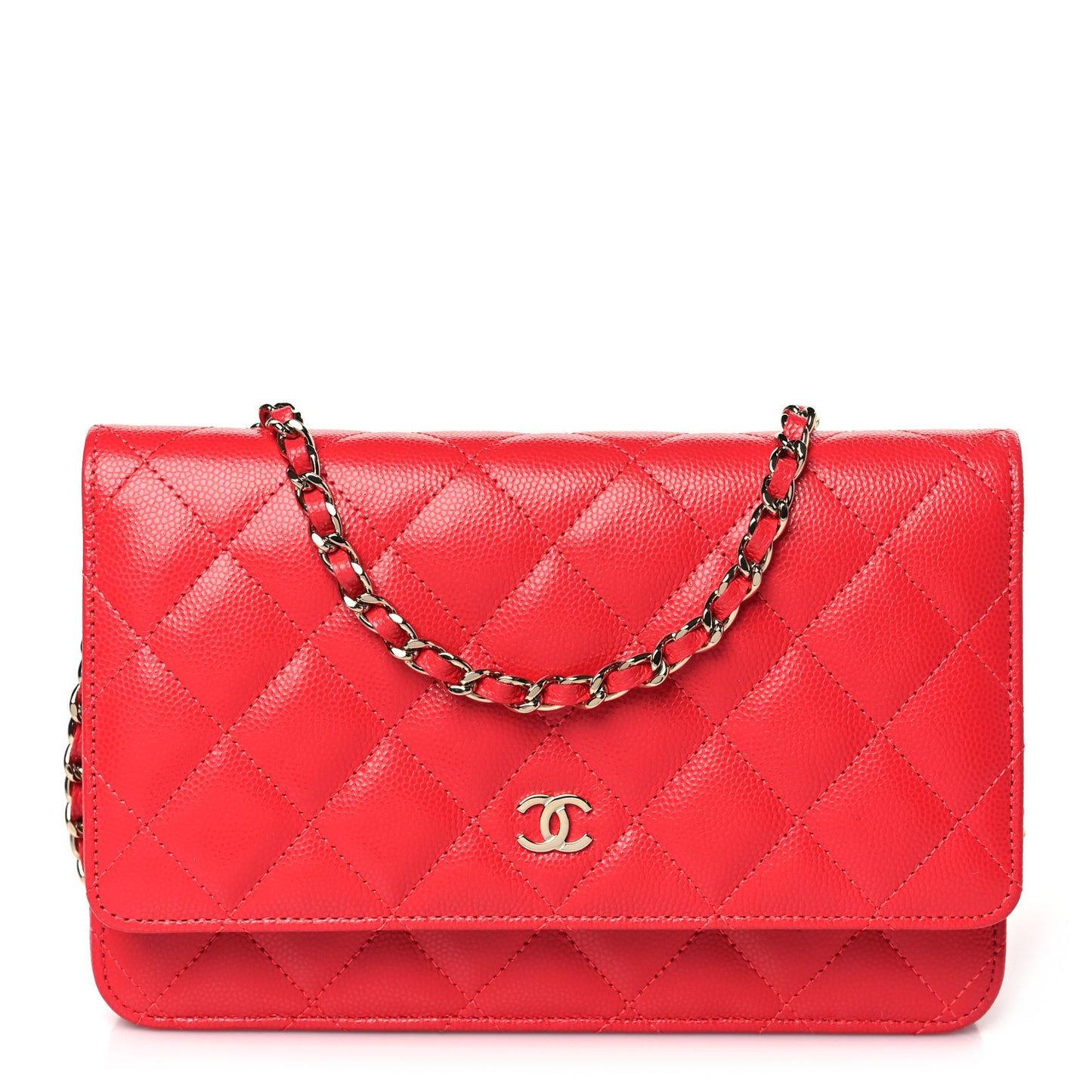 Caviar Quilted Wallet On Chain WOC Red
