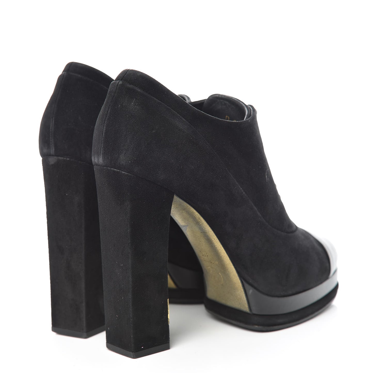 Suede Cap Toe Lace Up Booties 41 Black