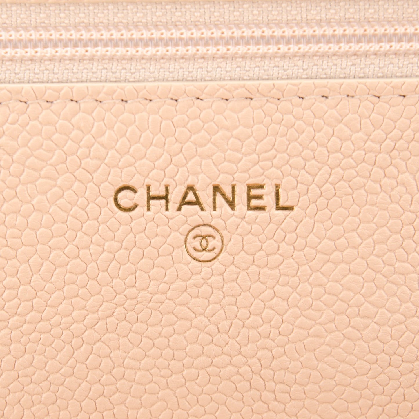 Caviar Quilted Boy Wallet On Chain WOC Beige