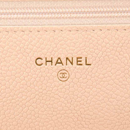 Chanel Caviar Quilted Boy Wallet On Chain WOC Beige 6 of 8