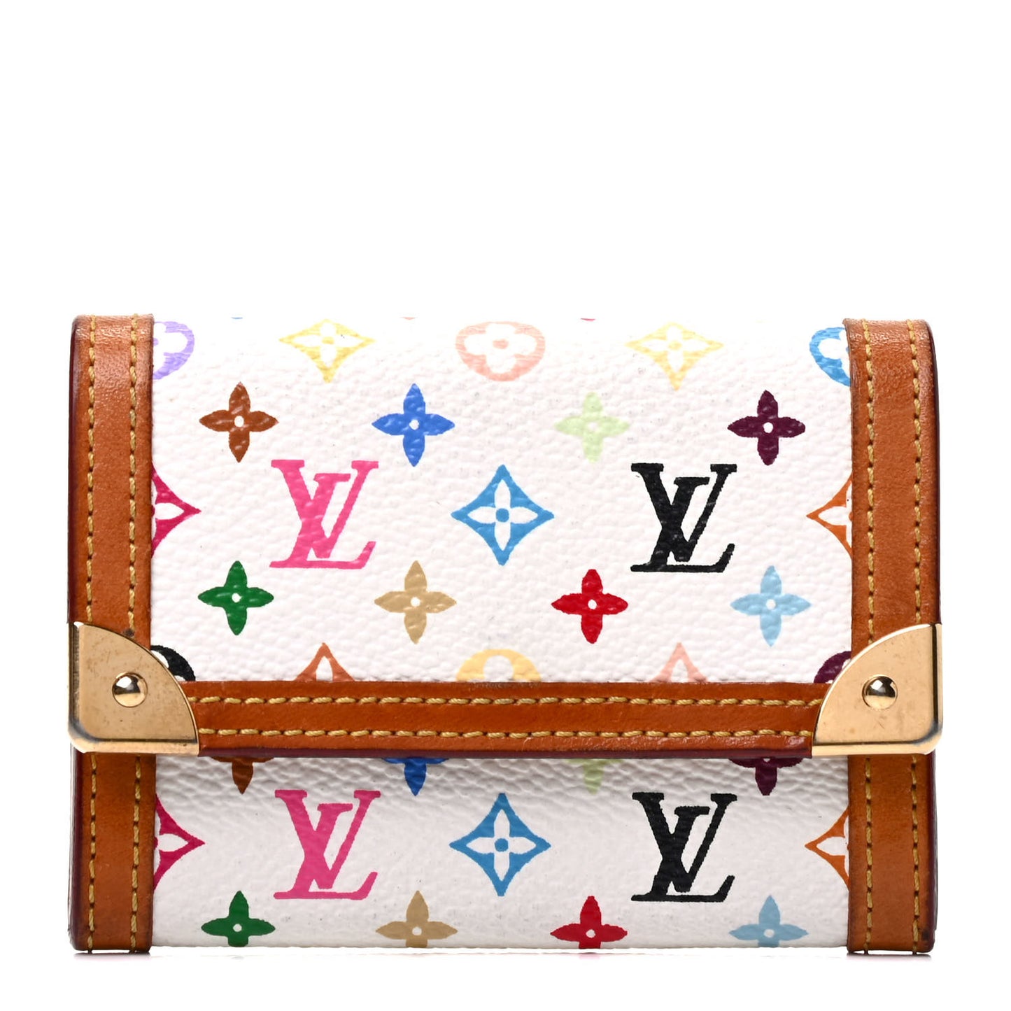 Monogram Multicolor Porte-Monnaie Plat Coin Purse White