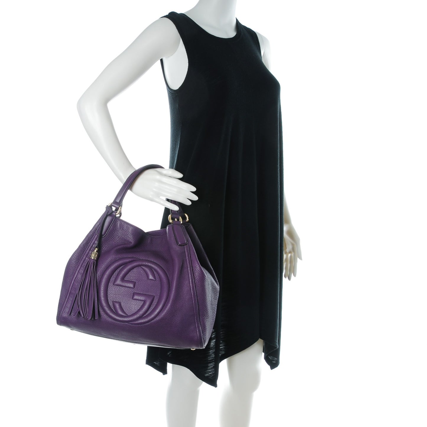 Pebbled Calfskin Medium Soho Shoulder Bag Shine Purple
