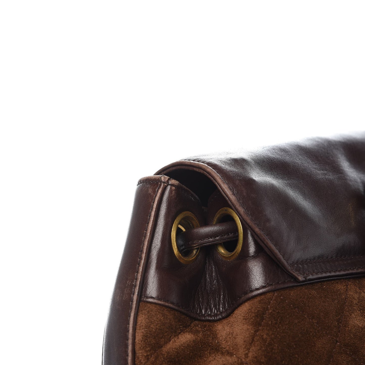Suede Quilted Drawstring Sling Backpack Brown