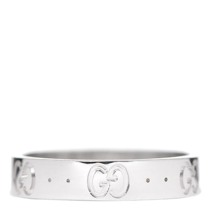 Gucci 18K White Gold 4mm Icon Thin Band Ring 53 6.25 1 of 7
