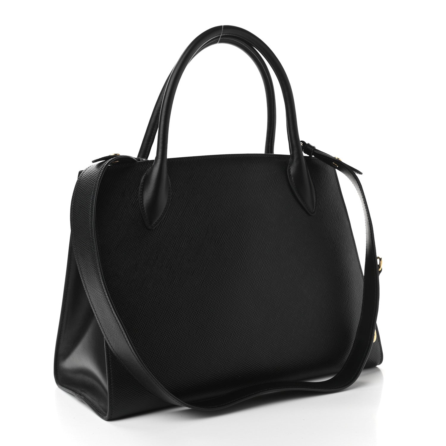 Prada Saffiano Cuir Calfskin Medium Monochrome Top Handle Tote Black 3 of 12