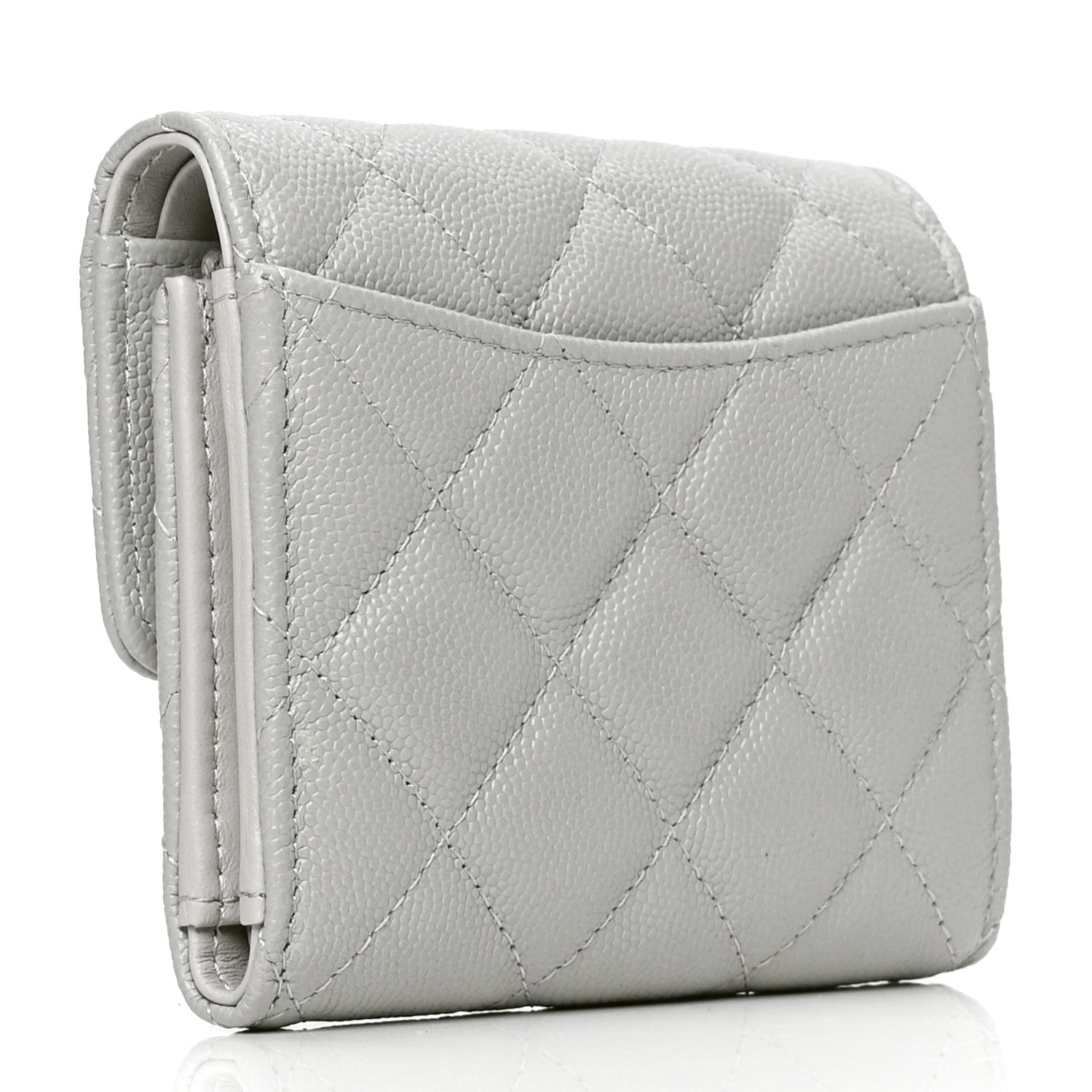 Chanel Caviar Quilted Compact Flap Wallet Grey 2 of 5